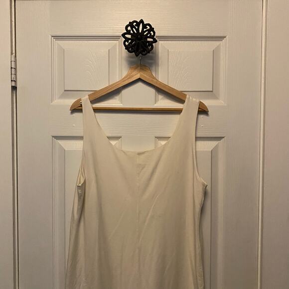 PERUVIAN Connection Dress Pima Cotton Tank Cream Double Layer Casual Chic Boho - Picture 2 of 6